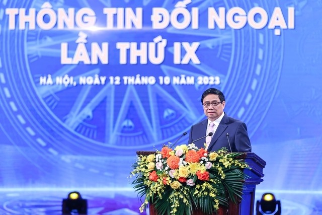 Thủ tướng Phạm Minh Chính phát biểu chỉ đạo tại lễ trao Giải thưởng toàn quốc về thông tin đối ngoại lần thứ IX. Ảnh: VGP/Nhật Bắc
