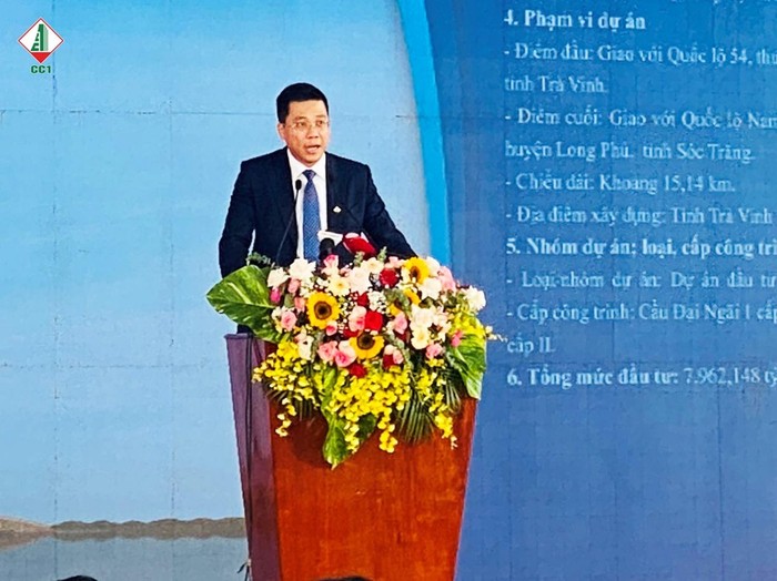 Ông Lê Bảo Anh – Tổng Giám đốc Tổng Công ty Xây dựng Số 1 – CTCP đại diện liên danh nhà thầu phát biểu tại Lễ khởi công.