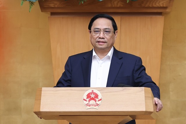 Thủ tướng Phạm Minh Chính phát biểu khai mạc Phiên họp Chính phủ chuyên đề về xây dựng pháp luật tháng 11/2023. Ảnh: VGP/Nhật Bắc