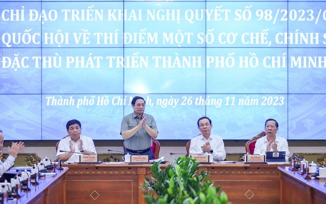 Đây là Hội nghị đầu tiên của Ban Chỉ đạo triển khai thực hiện Nghị quyết số 98/2023/QH15. Ảnh VGP/Nhật Bắc