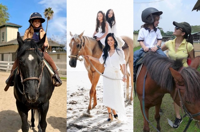 Ca sỹ Hồng Nhung tích cực cho Tôm - Tép tham gia các hoạt động ngoài trời như cưỡi ngựa.