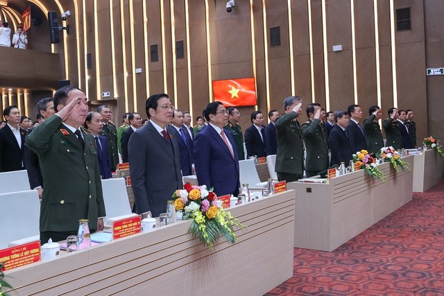 Thủ tướng Phạm Minh Chính và các đại biểu dự Hội nghị Công an toàn quốc lần thứ 79. Ảnh: VGP/Nhật Bắc