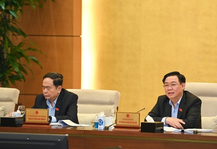 Chủ tịch Quốc hội Vương Đình Huệ phát biểu ý kiến tại phiên họp. (Ảnh: Duy Linh)