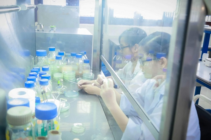 Sinh viên thực hành tại phòng thí nghiệm của Học viện Nông nghiệp Việt Nam.
