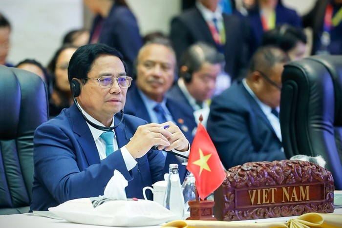 Thủ tướng Phạm Minh Chính đề nghị ASEAN và Ấn Độ tiếp tục vun đắp nền tảng chung về văn hóa, xã hội, con người, phát triển quan hệ hai bên ngày càng vững mạnh, toàn diện. Ảnh: VGP/Nhật Bắc