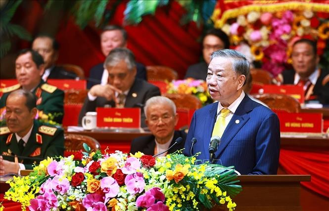 Tổng Bí thư, Chủ tịch nước Tô Lâm phát biểu chỉ đạo Đại hội đại biểu toàn quốc Mặt trận Tổ quốc Việt Nam lần thứ X. Ảnh: TTXVN