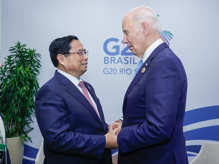 Thủ tướng Phạm Minh Chính gặp Tổng thống Hoa Kỳ Joe Biden. Ảnh: VGP/Nhật Bắc