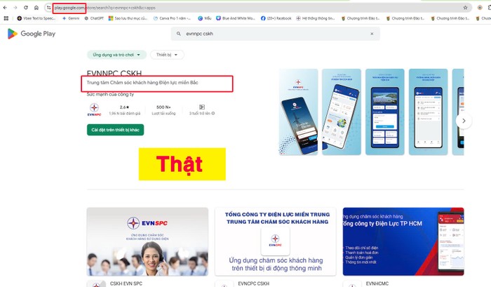 Hình ảnh App EVNNPC CSKH của Tổng công ty Điện lực miền Bắc trên kho ứng dụng CH PLAY của hệ điều hành Android