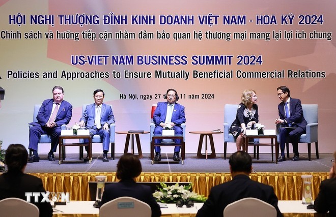 Thủ tướng Phạm Minh Chính dự Hội nghị Thượng đỉnh Kinh doanh Việt Nam-Hoa Kỳ năm 2024. (Ảnh: Dương Giang/TTXVN)