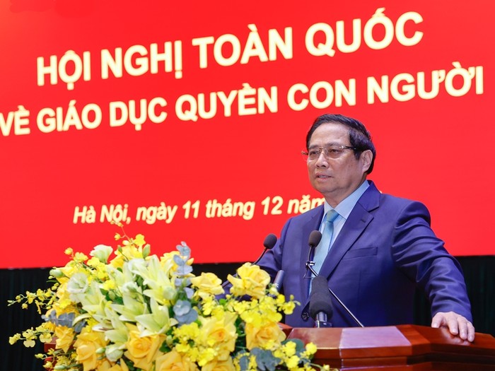 Thủ tướng Phạm Minh Chính nêu rõ, thời gian qua, việc bảo đảm quyền con người, triển khai giáo dục về quyền con người tại Việt Nam đạt nhiều kết quả quan trọng, khá toàn diện trên nhiều lĩnh vực, khía cạnh. Ảnh: VGP/Nhật Bắc