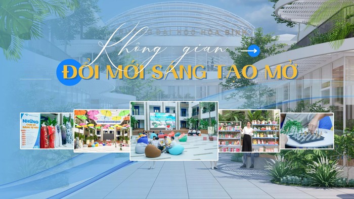 Toàn cảnh không gian đổi mới sáng tạo mở Trường Đại học Hòa Bình.