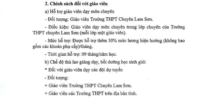 Nghị quyết số: 186/2021/NQ-HĐND về việc ban hành Chính sách khuyến khích đối với học sinh, giáo viên, cán bộ quản lý Trường Trung học phổ thông Chuyên Lam Sơn và các Trường Trung học phổ thông trên địa bàn tỉnh Thanh Hóa. Ảnh chụp màn hình.