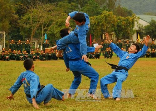Thiếu sinh quân trường Quân sự tỉnh Hà Giang biểu diễn Vovinam. (Ảnh: Minh Tâm/TTXVN)