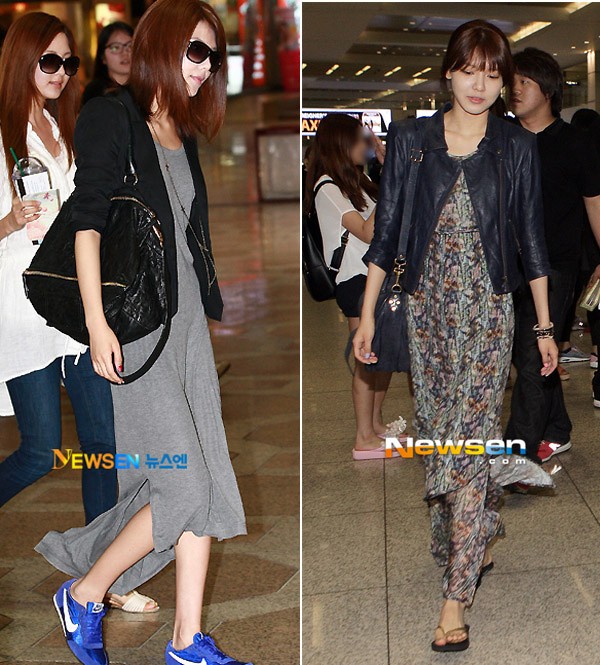 Maxidress theo chân cô nàng tới sân bay. Với kiểu váy này, Soo Young thường mặc cùng với áo khoác ngoài, đi giày thể thao hoặc dép tông giản dị. Xem thêm:Ngây ngất vì 10 đôi chân đẹp nhất xứ Hàn
