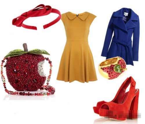 Phụ kiện quả táo đỏ điểm nhấn của trang phục. Xem thêm: Váy hoa xinh cho cô nàng nhí nhảnh