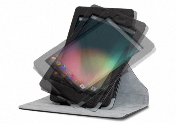 Trong khi đó, với Rotating Stand case (khoảng 900 ngàn đồng), Nexus 7 có thể được dựng nghiêng theo cả chiều đứng hoặc nằm ngang, góc nghiêng có thể được thay đổi theo từng mục đích sử dụng.