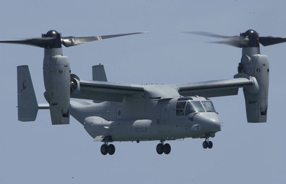 Mỹ đã triển khai máy bay cánh xoay MV-22 Osprey tại Nhật Bản.