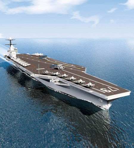 Mỹ đang phát triển tàu sân bay thế hệ mới lớp Ford, dự kiến hạ thủy chiếc đầu tiên vào năm 2013