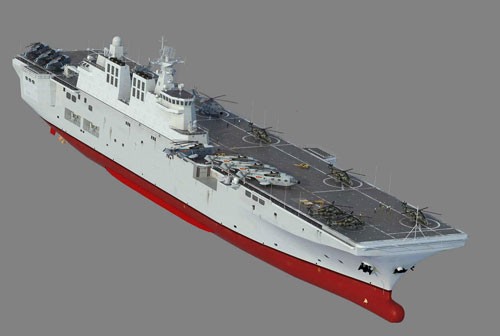 Đại hội 18 của Đảng Cộng sản Trung Quốc vừa đưa ra chiến lược xây dựng cường quốc biển. Trung Quốc đang đẩy mạnh nghiên cứu phát triển các loại tàu chiến hiện đại để làm hậu thuẫn quân sự, trong đó có tàu sân bay, tàu ngầm, tàu vận tải/tấn công đổ bộ... Trong hình là tàu tấn công đổ bộ 081 đang được Trung Quốc phát triển.