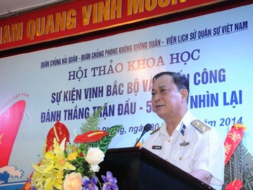 Ngày 30 tháng 7 năm 2014, tại Hội thảo khoa học mang tên &quot;Sự kiện vịnh Bắc Bộ và chiến công đánh thắng trận đầu - 50 năm nhìn lại&quot; (8/1964 - 8/2014), Thứ trưởng Bộ Quốc phòng, Tư lệnh Hải quân Việt Nam, Đô đốc Nguyễn Văn Hiến nhấn mạnh: Trong thời gian tới, Quân chủng tiếp tục phát huy sức mạnh tổng hợp, xây dựng thế trận quốc phòng toàn dân, sẵn sàng đánh bại các cuộc tiến công trên biển; làm tốt công tác tuyên truyền biển, đảo và công tác dân vận trên địa bàn đóng quân, xây dựng mối quan hệ đoàn kết, gắn bó máu thịt với nhân dân; tiếp tục đẩy mạnh việc học tập và làm theo tấm gương đạo đức Hồ Chí Minh gắn với việc triển khai các cuộc vận động, các khâu đột phá và dứt điểm của Quân chủng, của các cấp, các ngành; tiếp tục hoàn chỉnh các phương án bảo vệ vùng trời, vùng biển, hải đảo, thềm lục địa của Tổ quốc, sẵn sàng chiến đấu và chiến thắng trong mọi tình huống.