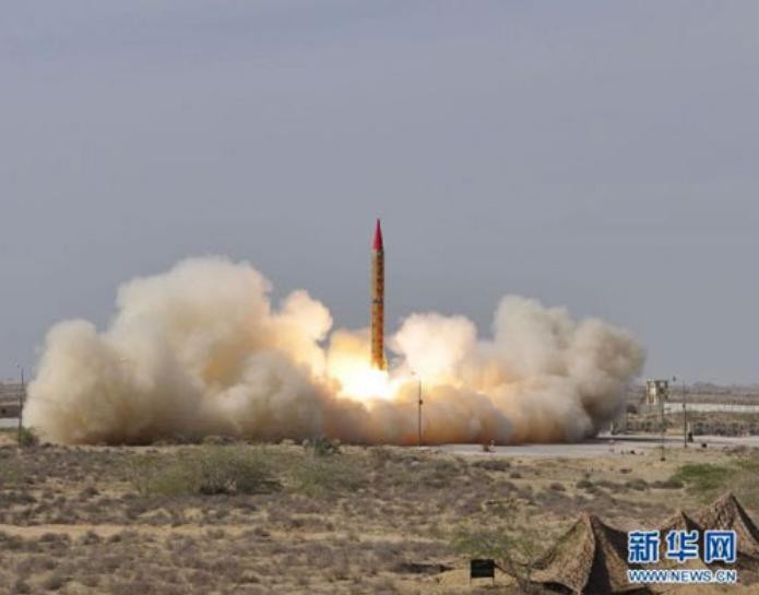 Pakistan bắn thử tên lửa đạn đạo tầm trung (nguồn Tân Hoa xã)