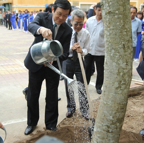 Chủ tịch nước Trương Tấn Sang phát biểu tại Lễ khai giảng ĐH Khoa học Xã hội & Nhân văn. Ảnh: Xuân Trung