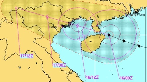 Biểu đồ hướng đi của bão số 3