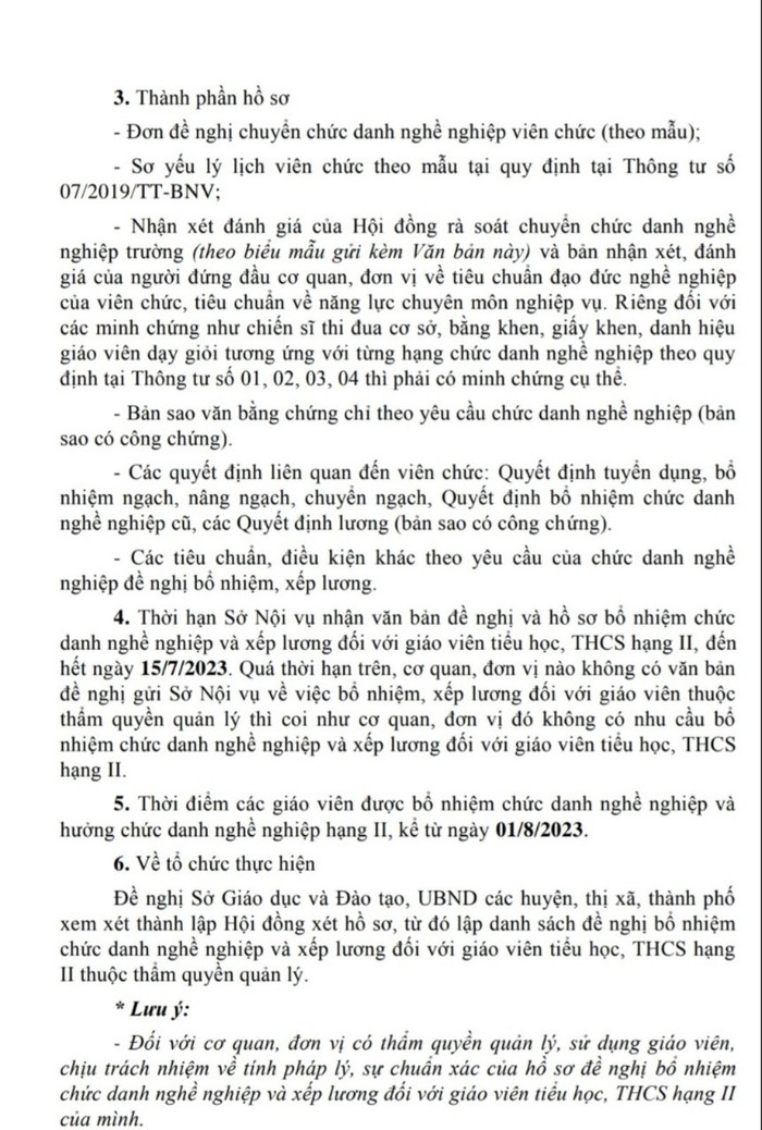 Trích hồ sơ bổ nhiệm hạng II mới theo Công văn 1252 của Điện Biên