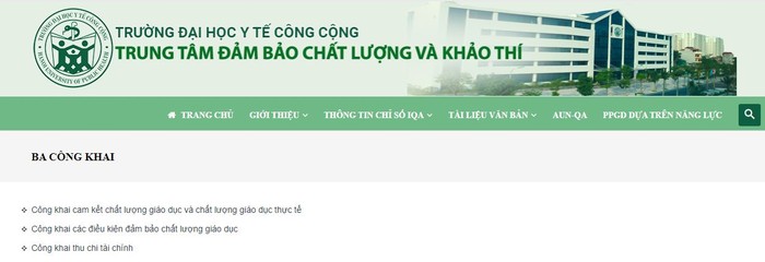 Nhà trường chỉ thực hiện công khai 3 nội dung (ảnh chụp màn hình)