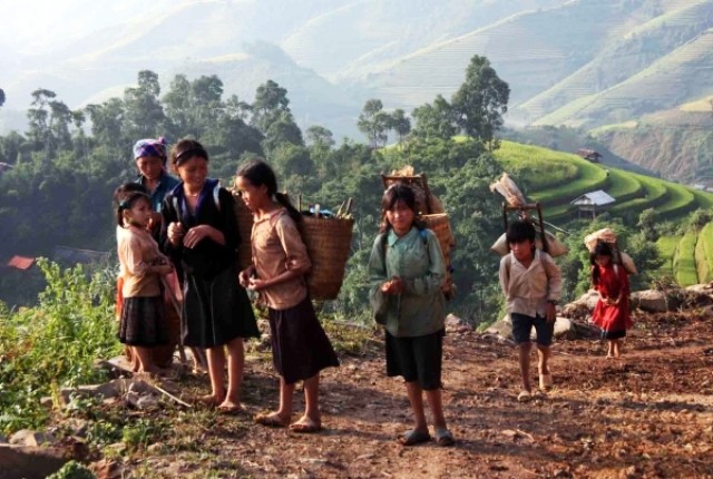 Sau buổi học các em tranh thủ lên nương rẫy giúp bố mẹ làm việc hay đơn giản là nhặt nhạnh những que củi khô về đun nước