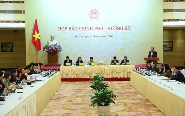 Quang cảnh cuộc họp báo Chính phủ thường kỳ tháng 3/2019. Ảnh: VGP