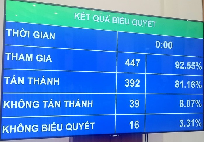 Kết quả biểu quyết. Ảnh chụp màn hình