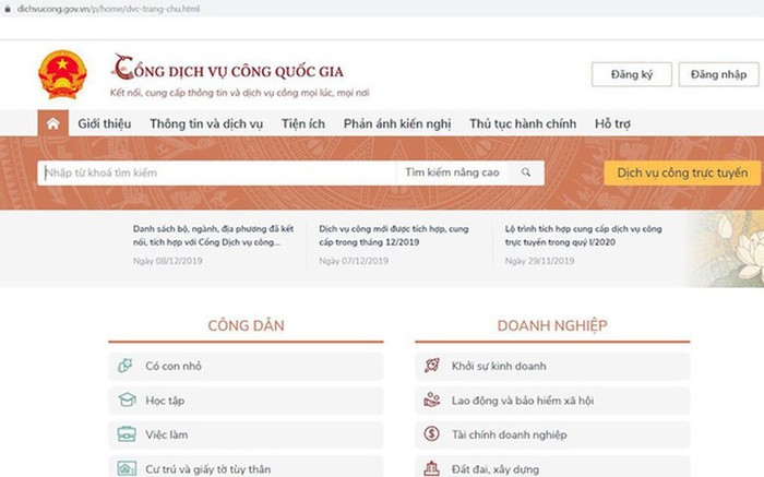 Cổng dịch vụ công quốc gia.