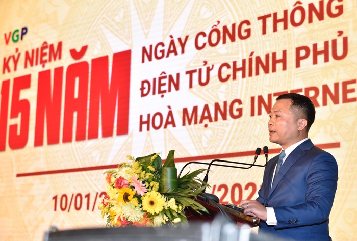 Tổng Giám đốc Cổng Thông tin điện tử Chính phủ, Tổng Biên tập Báo điện tử Chính phủ Nguyễn Hồng Sâm phát biểu. Ảnh: VGP