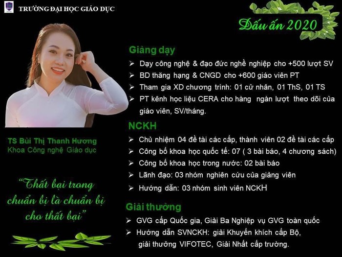 Tiến sĩ Bùi Thị Thanh Hương - Giảng viên Khoa Công nghệ Giáo dục