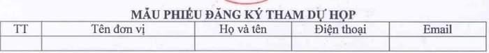 Mẫu phiếu đăng ký và thông tin khi cần, thầy/ cô có thể liên hệ.