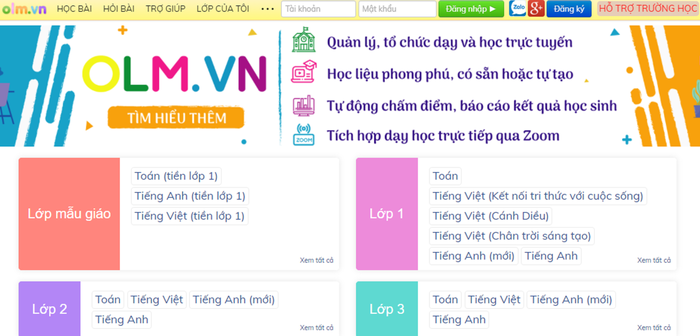 Rất nhiều tính năng, học liệu giảng dạy được tích hợp, cập nhật trong hệ thống của trang web.