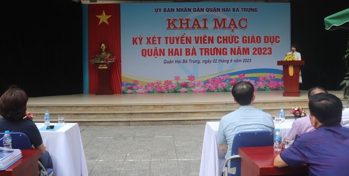 Quang cảnh lễ khai mạc Kỳ xét tuyển viên chức giáo dục quận Hai Bà Trưng năm 2023. Ảnh: Kinh tế Đô thị