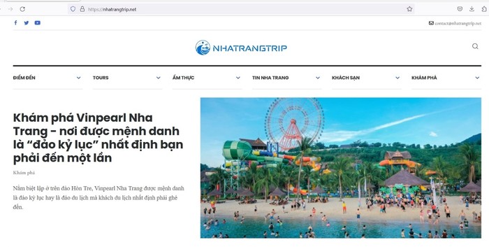 Giao diện trang website https://nhatrangtrip.net (Ảnh chụp màn hình).