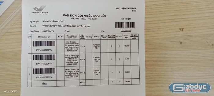 Thầy Đường cho biết, đã gửi tâm thư tới Chủ tịch Ủy ban nhân dân Thành phố Hà Nội, Sở Nội vụ Hà Nội, Sở Giáo dục và Đào tạo Hà Nội. Ảnh: Thầy Đường cung cấp