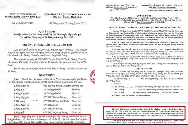 Phòng Giáo dục và Đào tạo nhiều địa phương tổ chức hội đồng coi thi cuộc thi Violympic. Ảnh: website phòng giáo dục.