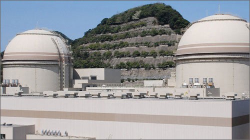 Hai lò phản ứng hạt nhân tại Nhà máy điện Oi. Ảnh: Reuters.