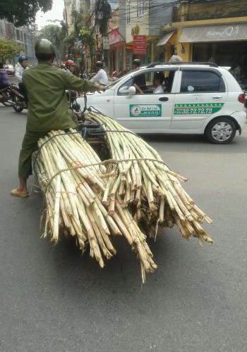 Chở hàng cồng kềnh, chụp tại phố Đội Cấn, Hà Nội. Ảnh: Nguyễn Chí Lợi.