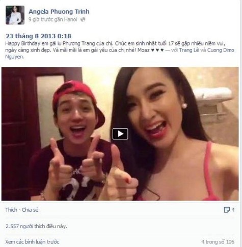 Angela Phương Trinh diện áo hai dây làm clip mừng sinh nhật em gái