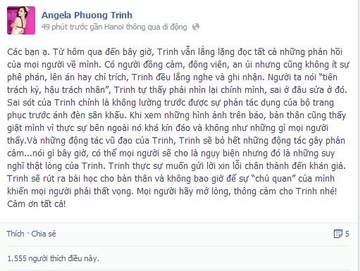 Angela Phương Trinh mong khán giả thông cảm cho cô