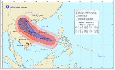 Đường đi và vị trí cơn bão