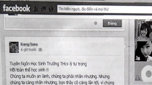 Ảnh chụp từ Facebook của em Vy