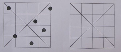 GV hướng dẫn: Vẽ thêm chấm tròn vào hình bên phải sao cho giống hệt hình bên trái.