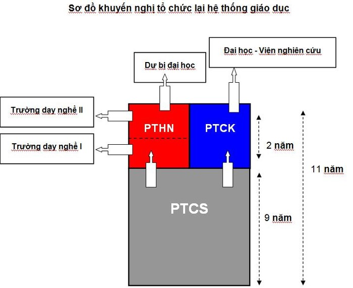 Sơ đồ khuyến nghị tổ chức lại hệ thống giáo dục