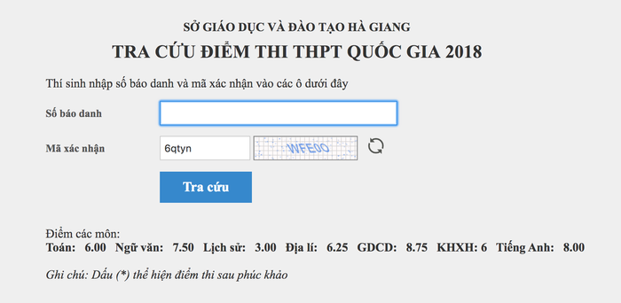 Điểm của số báo danh 050002xx đã thay đổi đáng kể sau khi chấm thẩm định (Ảnh chụp từ màn hình)